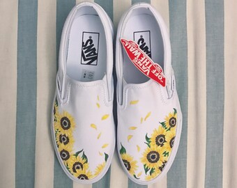 Handbemalte benutzerdefinierte Vans - Sonnenblumen/Blumen
