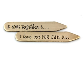 8TH ANNIVERSARY Gift for Him BRONZE Collar Stays