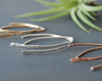 Silver Drop Earrings, Hammered Stick Earrings, Textured Earrings, Simple Silver Earrings, Gold Stick Earrings, Rose Gold Drop Earrings