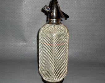 Vintage Seltzerflasche im Drahtkorb mit Entlüftungsfunktion, Soda / Siphonflasche. Schönes Akzentstück für Ihre Dekoration, Geschenkidee,