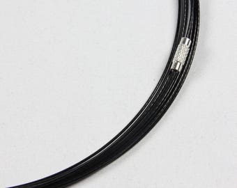Set of 10 turns neck cable coated steel - black