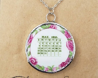 May 1910, Broken China necklace, broken china jewelry, Mothers Day gift