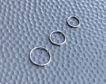 Thin silver nose ring, Silver nose hoop, 20g cartilage earring, Sterling silver tragus hoop, Small nose ring hoop 22g, 6mm 8mm 10mm Seamless