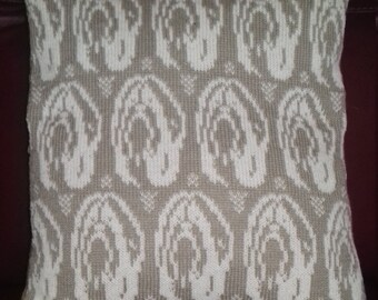 Handmade knitted Shih Tzu cushion cover complete with infill
