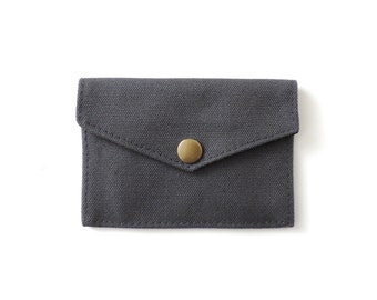 Minimalist Canvas Wallet Slim Snap Wallet Gray