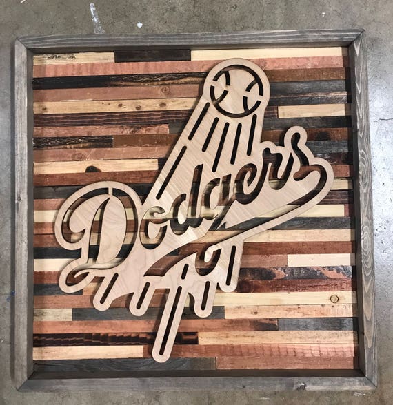 Rustic sports decor Los Angeles Dodgers wall art