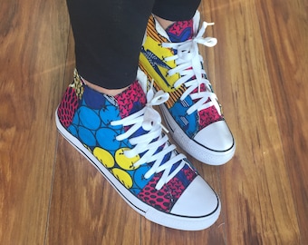 Custom Ankara Covered Sneakers 9.5 Women’s