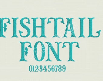 FishTail monogram Embroidery Font - 3 sizes Font Monogram - FishTail Monogram Fonts - FishTail Embroidery Font - Instant Download