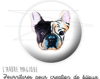 Cabochon 25 mm dog Pug ref 1585 fancy