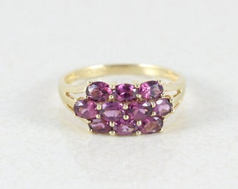 14k Yellow Gold Rhodolite Garnet Ring Band Size 7 3/4