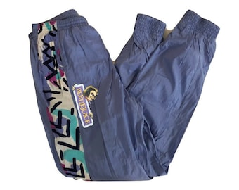 purple windbreaker pants