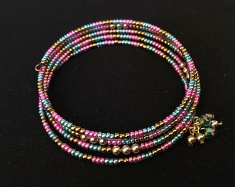 Memory Wire Beaded Bracelet