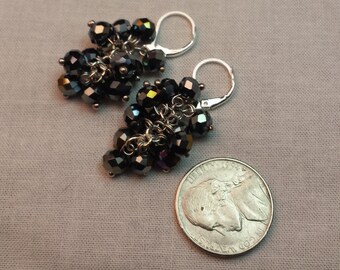 Black Iridescent Cluster Earrings