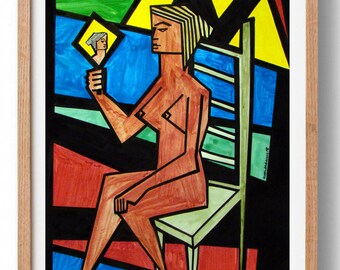 Painting, Original, Abstract, Modern, Cubist style Painting,'The Mirror'.