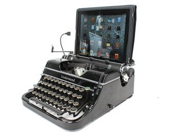 USB Typewriter -- Computer Keyboard and iPad Dock -- Glossy Black Underwood Champion