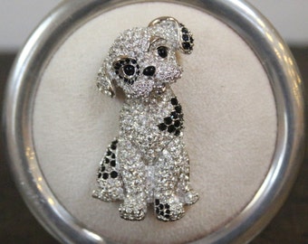 Vintage Swarovski Brooch, Pin, Crystal Dalmatian Puppy Dog.