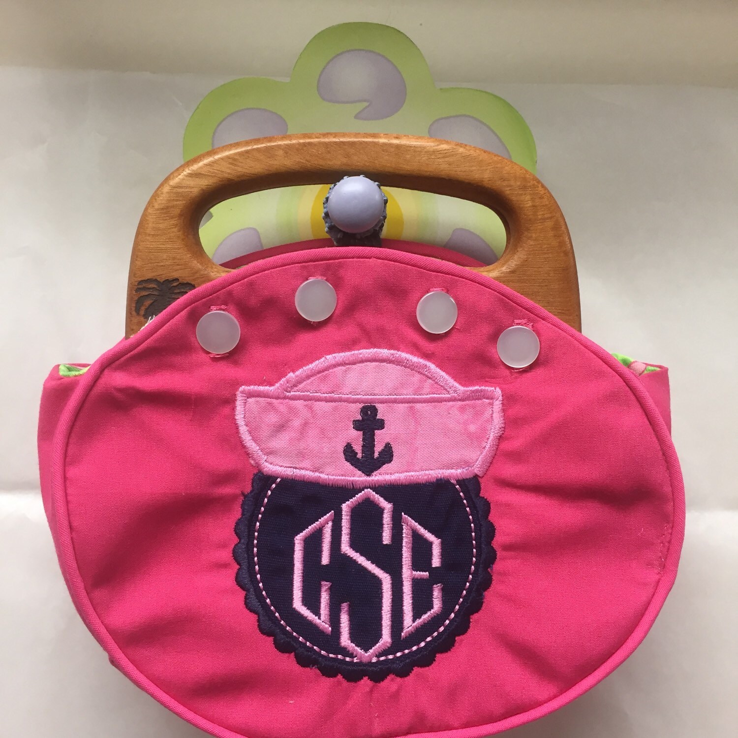 Little Girls Bermuda Bags With Sailor Hat Applique Circle