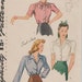 Simplicity 4356 / Vintage 1940s Sewing Pattern / Blouse / Size 14 Bust 32