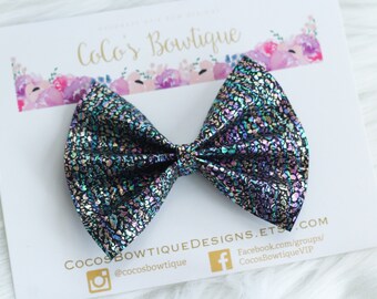 Black Iridescent Druzy Bow