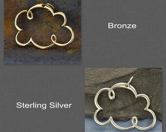 Sterling Silver Cloud Pendant or Bronze Cloud Pendant-Nature-Sky