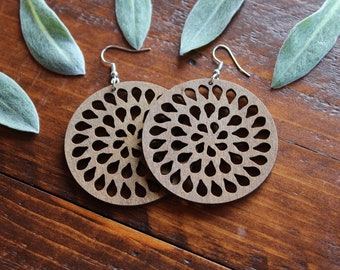 Wooden Rain Drop Earrings