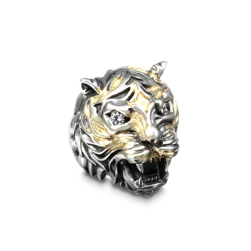 deific lucien tiger gem 18k gold infused sterling silver ring