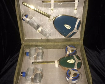 Vintage ~ Antique RARE 1920s Vanity Travel Kit COMPLETE SET Art-Deco Style Celluloid