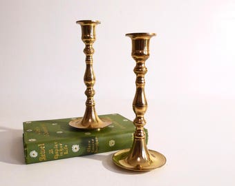 Pair of Brass Candlesticks - Brass Candle Holders - Bohemian Home Decor - Floyd Jones Vintage