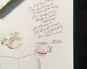 mary oliver quote / stationary set / postcards / print / wall art
