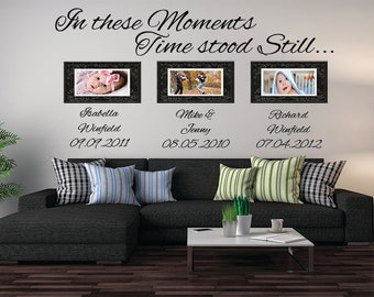 In These Moments Time Stood Still Vinyl Wall Decal Personalized With Names And Dates