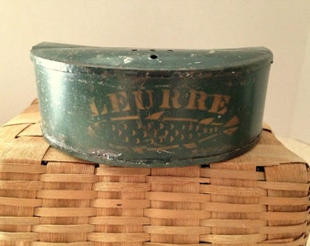 SALE Late 19th to Early 20th Century Tin Stencilled Bait Box