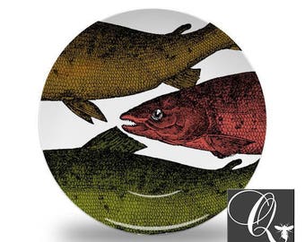 Fish Plates,salmon dishes,salmon art plates,melamine plates,dinnerware sets,dinnerware sets,kitchen decor,melamine dishes,fish art dish #25