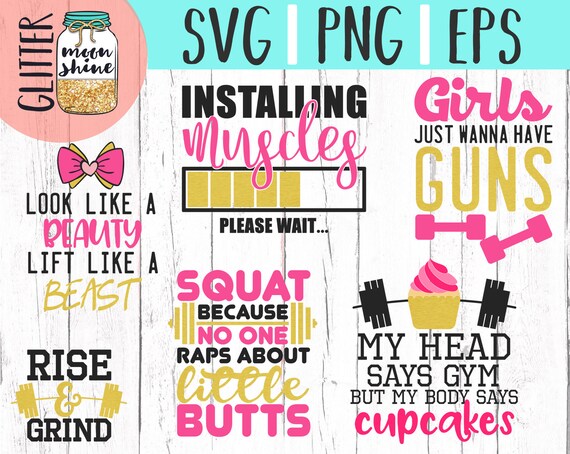 Download Fitness Bundle of svg dxf eps png Files for Cutting Machines