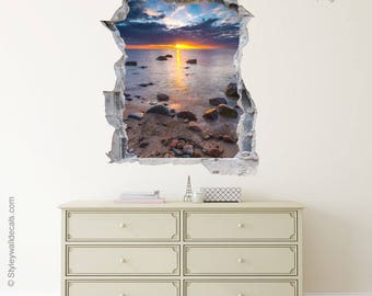 Loch in der Wand 3d Effekt Wand Aufkleber Sea View Loch in der Wand 3d Effekt Wand Aufkleber Sea View
