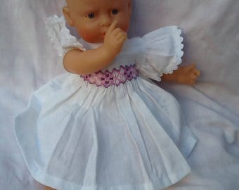 dolls dress has smocked white doll 30 cm S32