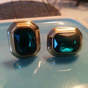 Vintage gold and fake emerald earrings for pierced ears