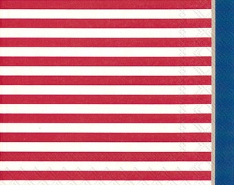 Striped NAPKINS - Patriotic Napkins - Red White Blue Napkins - Stripe Napkins - Nautical Napkins - Red White Stripe Napkins - IHR Napkins