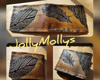 Bi-fold leather wallet