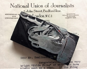LetterPress Hand Printing Block, Rare, Lead on Wood Block.
