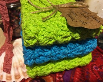 Handmade 100% cotton wash/dish cloths Free Shipping