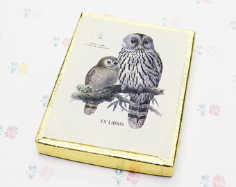 Vintage Antioch Owl Bookplates, Collectible Gift for Bird Lover, Book Plates Gift for Book Lover, Book Labels Bibliophile Gift, Bird Labels