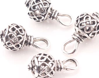 4 breloques argent Bali, filigrane d’argent, perles robustes, charmes de l’infini, boho, Bohème, breloques USA