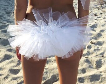 Bachelorette Bikini Veil or Booty Veil with Flower Diamond Accents, Hen Party