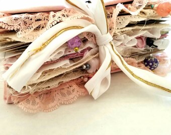 Handmade Spring Journal - Pink Velvet - OOAK - Gift Ideas - Handmade Book - Diary - Birthday - Pink Junk Journal