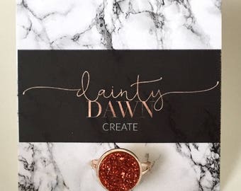 12mm Red : Druzy Adjustable Ring