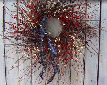 Memorial Day Wreath - Primitive Patriotic Wreath - Patriotic Wreath - 4th of july Wreath - Americana Wreath - Summer Wreath - July Wreath