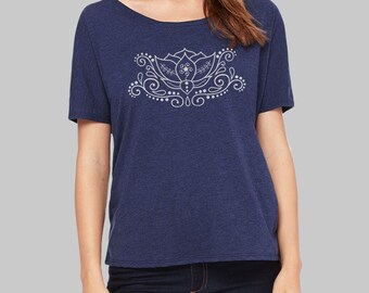 Slouchy Tee Lotus Lotus Shirt scoop neck tee dolman top slouchy shirt dolman sleeve top womens tops tshirt scoop neck