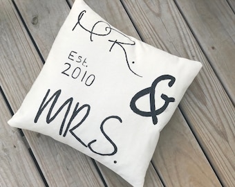 Mr. & Mrs. Pillow Cover| Farmhouse Decor| Farmhouse Pillow| Word Art Pillow