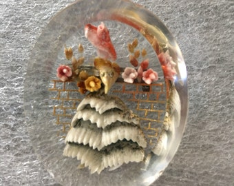 Vintage Reverse Carved Lucite Brooch