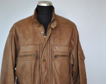 Vintage BUSCH leather parka , men's leather parka ....(020)